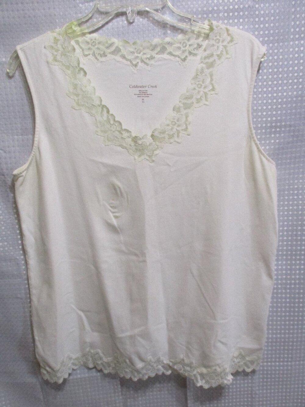 Coldwater Creek Lace Trimmed Women's White Tank Top  Sz. XL